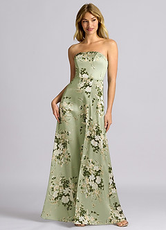 Azazie Wren Brudtärnklänningar Klä av A-Linje i Stretch Satin Axelbandslös Blommiga Rankor Konvertibel image5