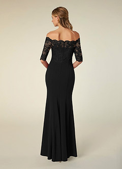 Azazie Jette Mother of the Bride Dresses Black Mermaid Off the Shoulder Lace Dress image2