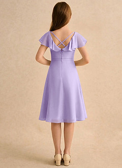 Azazie Narin Girls Formal Flower Girl Dresses Lilac A-Line with Sleeves Chiffon Dress image2