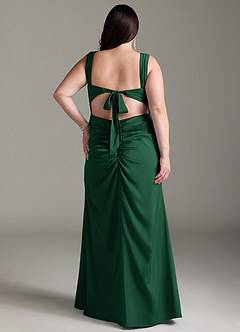 Azazie Jesaphine Bridesmaid Dresses Dark Green Sheath Bow Stretch Satin Dress image9