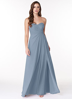 Azazie Arabella Allure Abiti da Damigella Abito Convertibile A-Line in Chiffon Scollo a Cuore Blu Polveroso image4