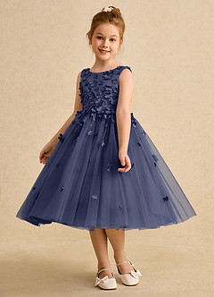 Azazie Lana Flower Girl Dresses Stormy A-Line Sleeveless Matte Satin Dress image3