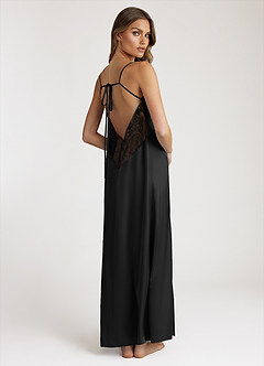 front Satin and Lace Midi Slip Dress