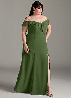 Azazie Sophie Bridesmaid Dresses Olive A-Line Off the Shoulder Chiffon Convertible Dress image10
