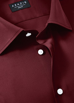 front Julian Cabernet Stretch Satin Dress Shirt