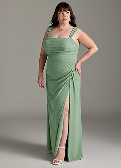Azazie Jesaphine Bridesmaid Dresses Matcha Sheath Bow Chiffon Dress image11