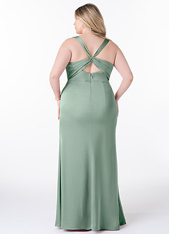 Azazie Mero Bridesmaid Dresses Agave Mermaid Pleated Stretch Satin Dress image8