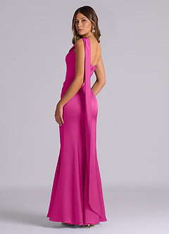 Azazie Inara Bridesmaid Dresses Fuchsia Mermaid Pleated Stretch Satin Dress image6