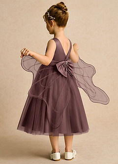 Azazie Pear Flower Girl Dresses Espresso Ball-Gown Bow Tulle Dress image5