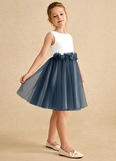 Azazie Louisa Flower Girl Dresses Ivory Neptune A-Line Sleeveless Tulle Dress image5
