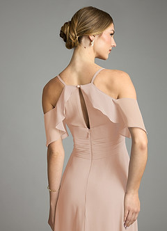 Azazie Dakota Bridesmaid Dresses English Rose A-Line V-Neck Pleated Chiffon Dress image6