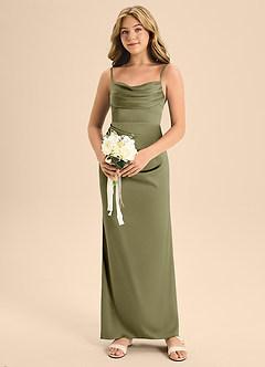 Azazie Mai Junior Pistachio A-Line Sweetheart Neckline Stretch Satin Dress image4