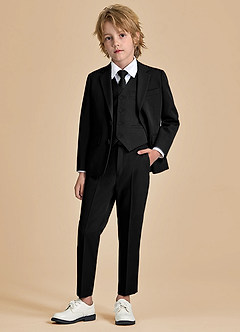 front Oliver Boys Black 5-Piece Suit