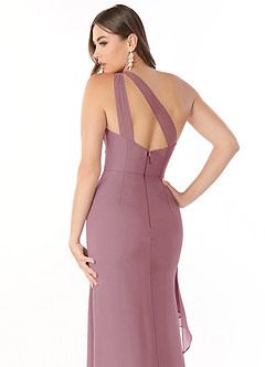 Azazie Maive Bridesmaid Dresses Vintage Mauve Sheath Pleated Ruffle Chiffon Dress image6