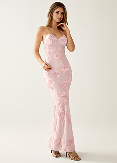 Nasasiya Rosado Vestido de fiesta con espalda descubierta y encaje elástico image6