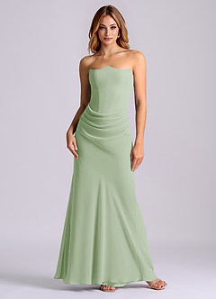 Azazie Debby Bridesmaid Dresses Dusty Sage Mermaid Strapless Chiffon Dress image1