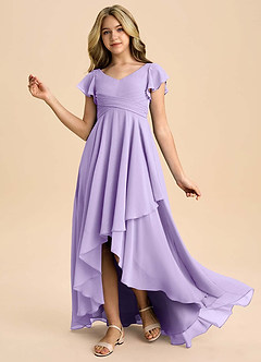 Azazie Caria Junior Lilac A-Line Pleated Chiffon Dress image1