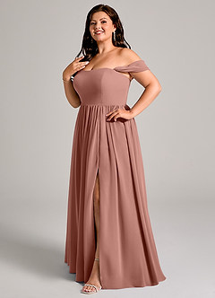 Azazie Calianna Bridesmaid Dresses Cedar Rose A-Line Off the Shoulder Chiffon Convertible Dress image10