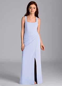 Azazie Mero Junior Vestido de Lavanda de Gasa de Corte Sirena con Plisado image6