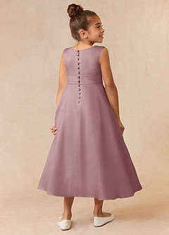 Azazie Lindy Flower Girl Dresses Dusty Rose A-Line Pleated Matte Satin Dress image6