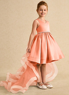 Azazie Julietta Blumenmädchenkleider Ballkleid Cabrio Tüll Kleid Sonnenuntergang image3