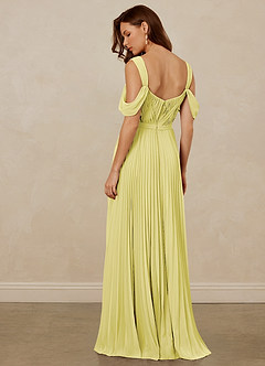 Christian Siriano Bridal for Azazie 1013 Robes de demoiselle d'honneur Robe Trapèze en Mousseline de soie Épaule décolletée Sorbet Citron image4