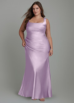 Azazie Agustina Brautjungfernkleider Meerjungfrau-Linie Korsett Stretch-Satin Kleid Frostiges Flieder image9