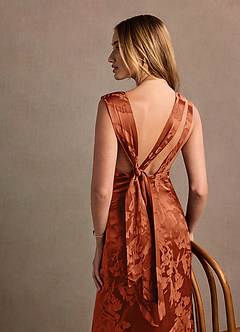 Bellini Rust Jacquard Satin Maxi Dress image2
