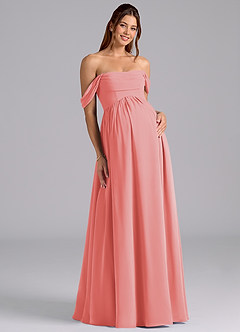 Azazie Saige Maternity Bridesmaid Dresses A-Line Pleated Chiffon Floor-Length Dress image3