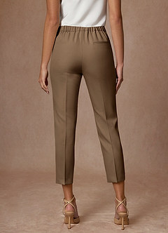front Charlotte Truffle Refined Weave Pants Suit