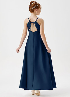 Azazie Avelina Junior A-Linie Plissee Stretch-Satin Kleid Dunkelmarine image2