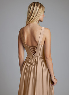 Azazie Delmie Brautjungfernkleider A-Linie Korsett Stretch-Satin Kleid Taupe image3