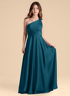 Azazie Charlize Junior Klä av A-Line i Stretch Satin Plisserad image4