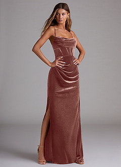 Azazie Mai Bridesmaid Dresses Rustic Rose Sheath Sweetheart Neckline Velvet Dress image3