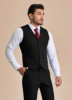 front James Black Structured Stretch Suit Vest