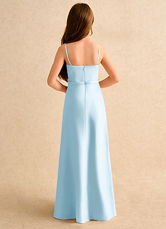 Azazie Fishie Girls Formal Flower Girl Dresses Sky Blue A-Line Matte Satin Dress image7