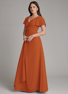 Azazie Kaya Bridesmaid Dresses Cinnamon A-Line Pleated Chiffon Dress image7