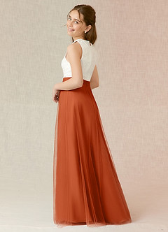 Azazie Albertine Junior Burnt Orange A-Line Lace Chiffon Dress image2