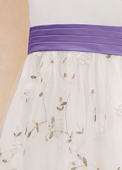 Azazie Pollie Flower Girl Dresses Ivory Tahiti A-Line Bow Tulle Dress image14