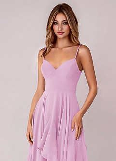 Azazie Zaina Bridesmaid Dresses Candy Pink A-Line Chiffon Dress image2