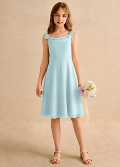 Azazie Pup Flower Girl Dresses Mist A-Line Pleated Chiffon Dress image4