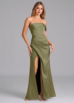 Azazie Lisbeth Bridesmaid Dresses Pistachio Mermaid Off the Shoulder Stretch Satin Convertible Dress image4