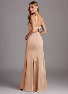 Azazie Elana Bridesmaid Dresses English Rose Sheath Side Slit Stretch Satin Dress image2