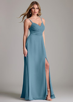 Azazie Terese Vestidos de damas de honor Vestido de Bermudas de Gasa de Corte en A con Plisado image3