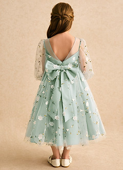 Azazie Elowen vestidos de niña de las flores Vestido de Agave de Encaje de Corte en A con Escote de Corazón image2