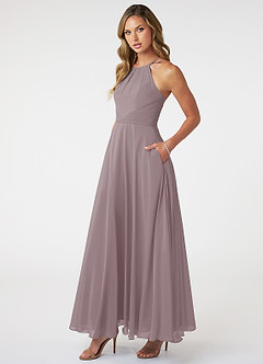 Azazie Melinda Bridesmaid Dresses A-Line Pleated Chiffon Floor-Length Dress image3
