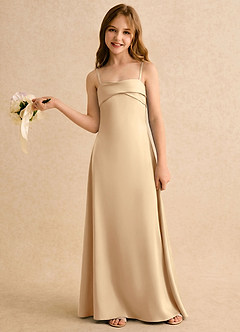 Azazie Mirabella Girls Formal Flower Girl Dresses Champagne Sheath Sweetheart Neckline Stretch Satin Dress image3