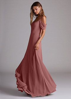 Azazie Marley Bridesmaid Dresses Desert Rose A-Line Off the Shoulder Chiffon Convertible Dress image3