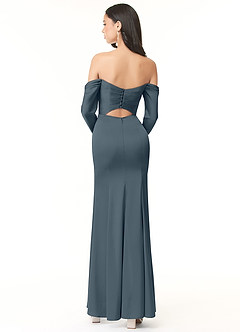 Azazie Hallie Bridesmaid Dresses Twilight Mermaid Off-The-Shoulder Long Sleeve Stretch Satin Convertible Dress image5