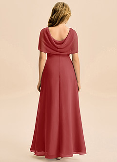 Azazie Emma Junior Robe Trapèze en Mousseline de soie Plissée Rouille image2